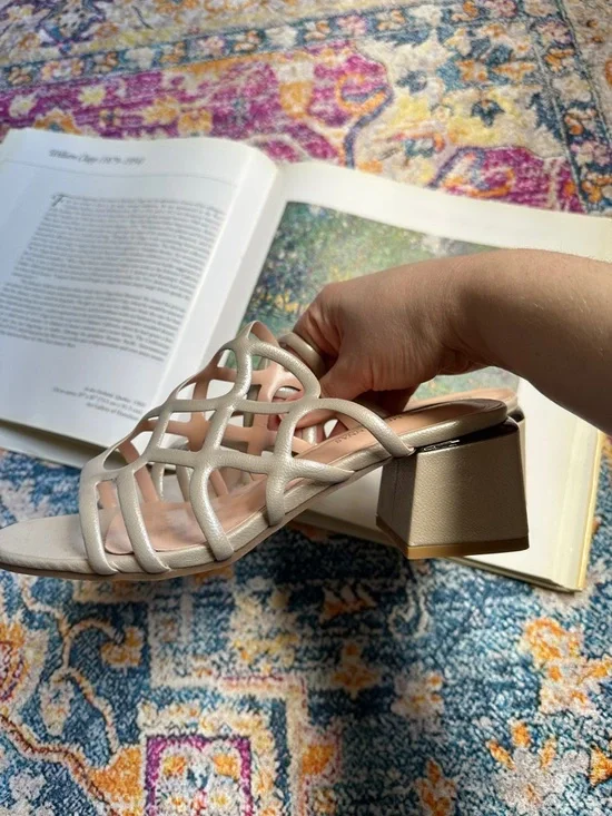 Metallic Block Heel Sandals - Picture 9 of 16